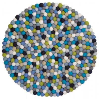 Felt Ball Seat Cover for Chair Round 36 cm FRITZ BLUE GREEN / WHITE myfelt SINGLE PIECES 